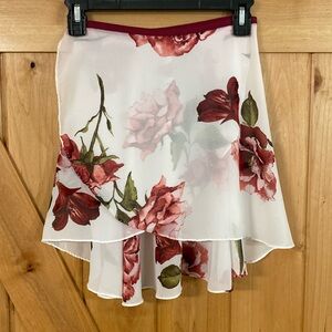 Red Floral Ballet Wrap Skirt